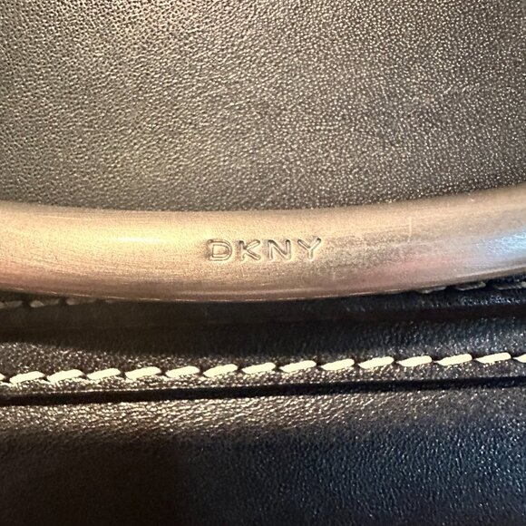 DKNY Black Nappa Leather Clutch Bag w/Brushed Nickel Hardware - Picture 5 of 12